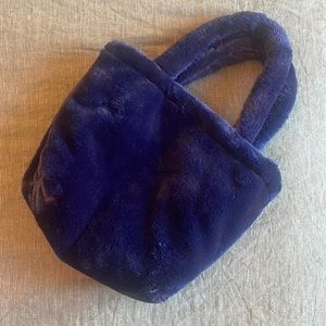 Vintage Midnight Blue Fuzzy Tote Bag